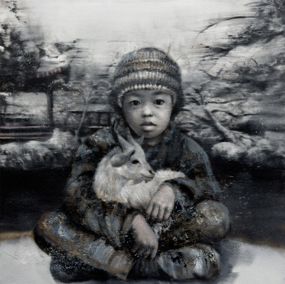 Li Tianbing, Avec la petite chèvre sur la neige, 2013